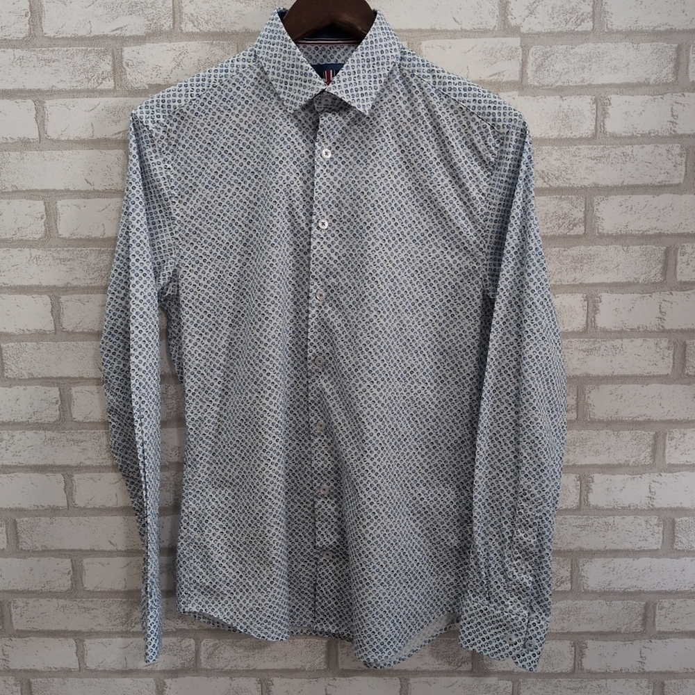 Soul Of London Dress Shirt Size Small Blue White Long Sleeve